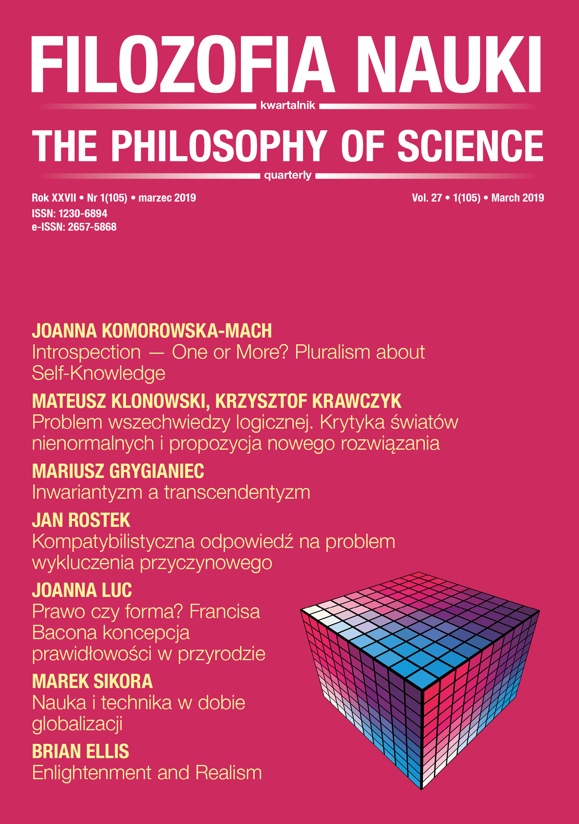 					View Vol. 27 No. 1 (2019): THE PHILOSOPHY OF SCIENCE
				